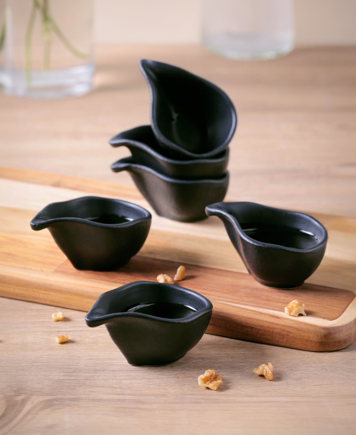 Porto Brasil Stoneware Teardrops, Set Of 6 In Matte Black