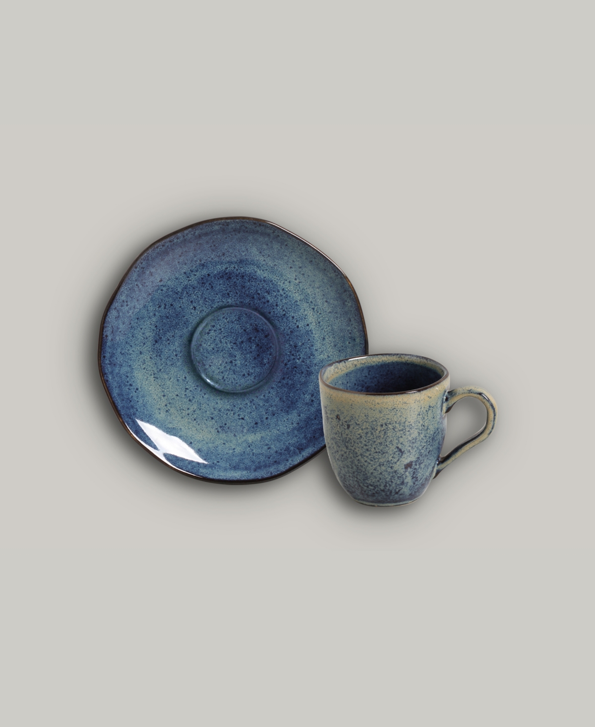 Porto Brasil Stoneware Coffee Cup And Saucer Set, Service For 6 In Denim