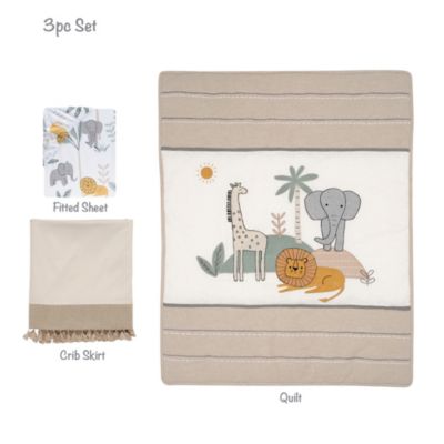 Jungle Adventure Linen/Cotton 3-Piece Nursery Baby Crib Bedding Set