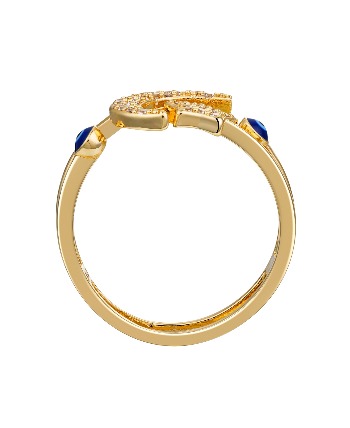 Unwritten Cubic Zirconia Evil Eye Moon Star Bypass Ring In Gold