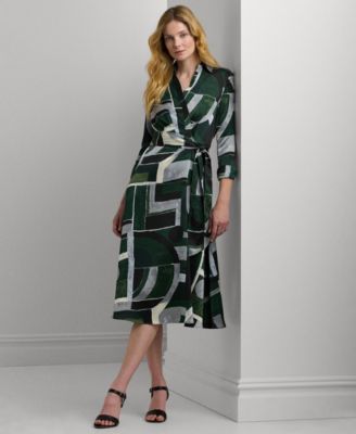 Lauren Ralph Lauren - Women's Geo-Print Satin Charmeuse Midi Dress