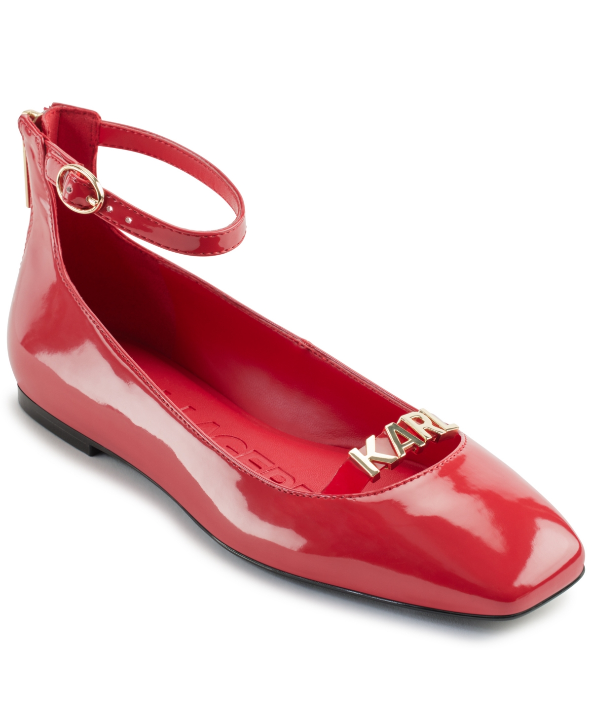 Karl Lagerfeld Paris Zyvia Ankle Strap Flat In Classic Red