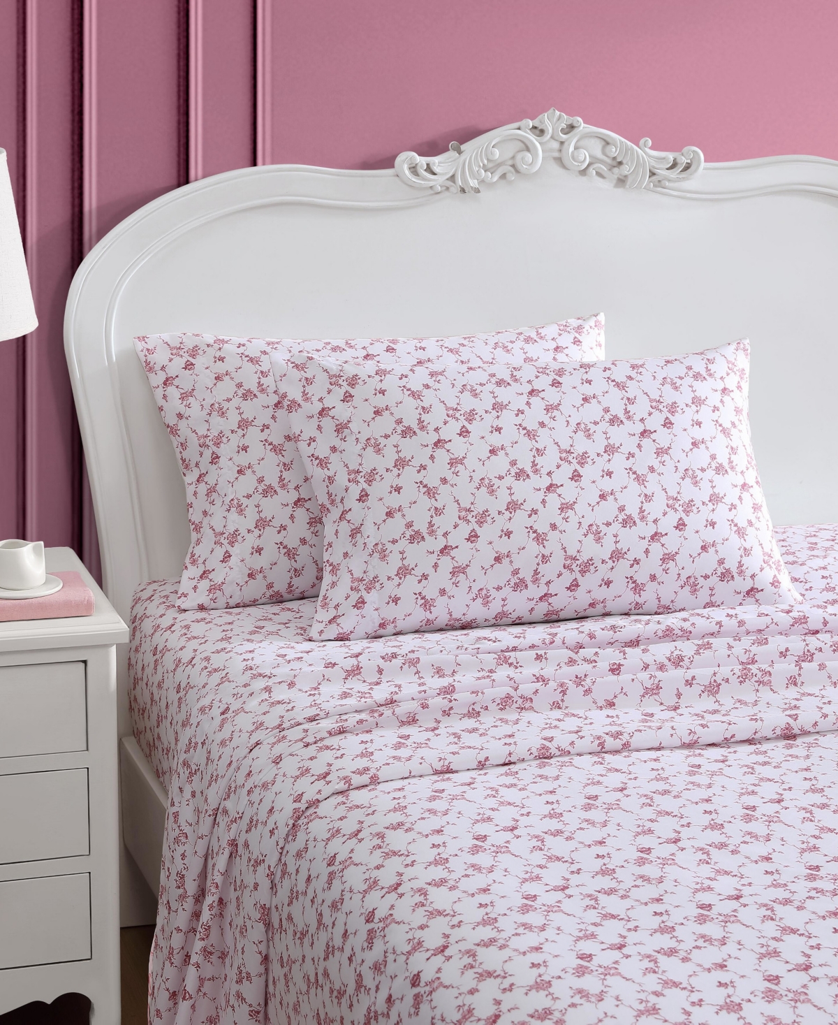 Shop Betsey Johnson Printed Microfiber 3 Piece Sheet Set, Twin In Floral Toile