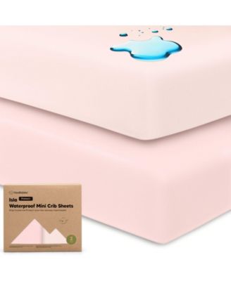 2pk Isla Waterproof Mini Crib Sheets for Boy, Girl, Soft Pack and Play Sheets for Graco Pack and Play Mattress