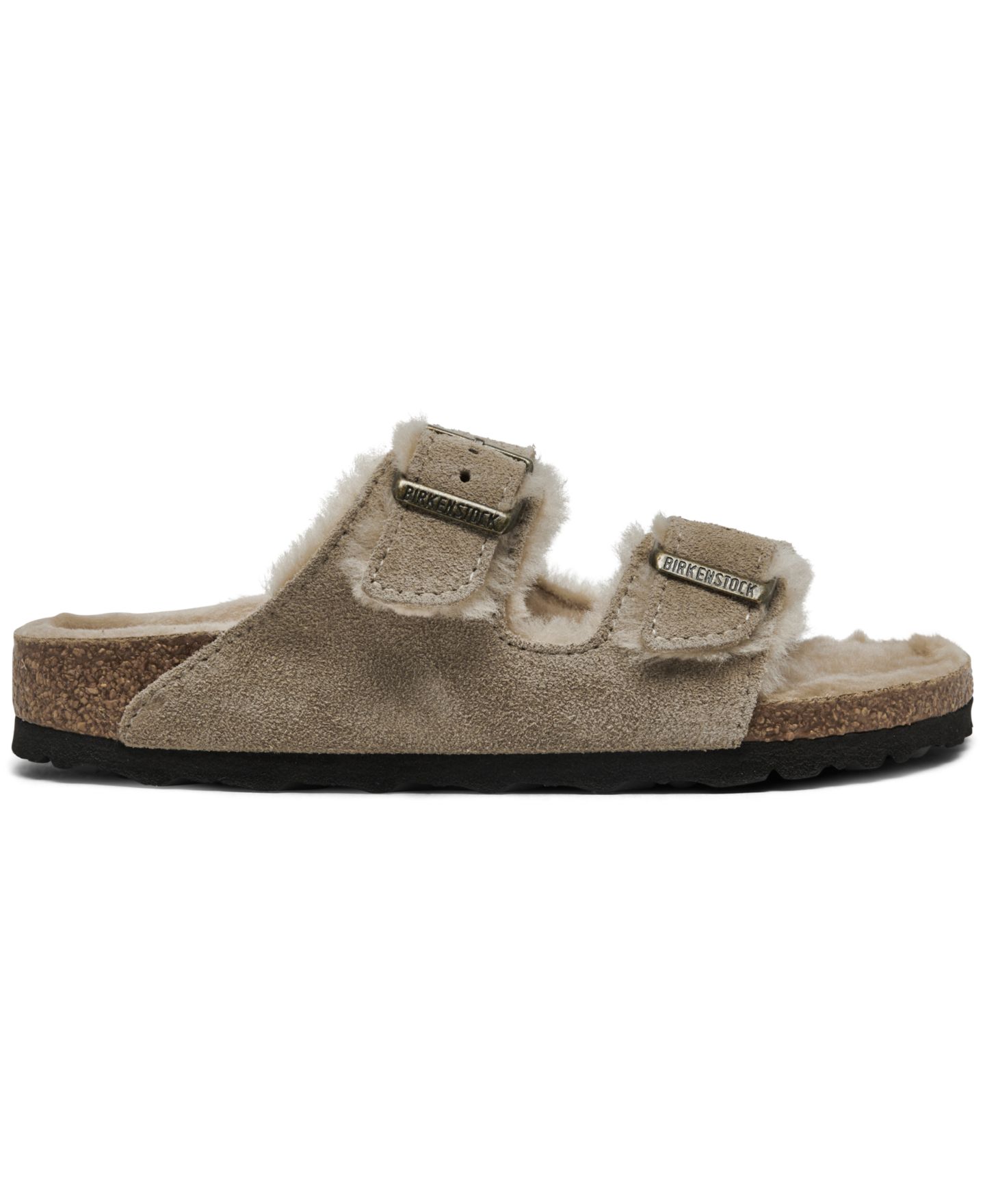 Женские сандалии Birkenstock Arizona Shearling Suede Leather, цвет: Серо-коричневый — фото 2