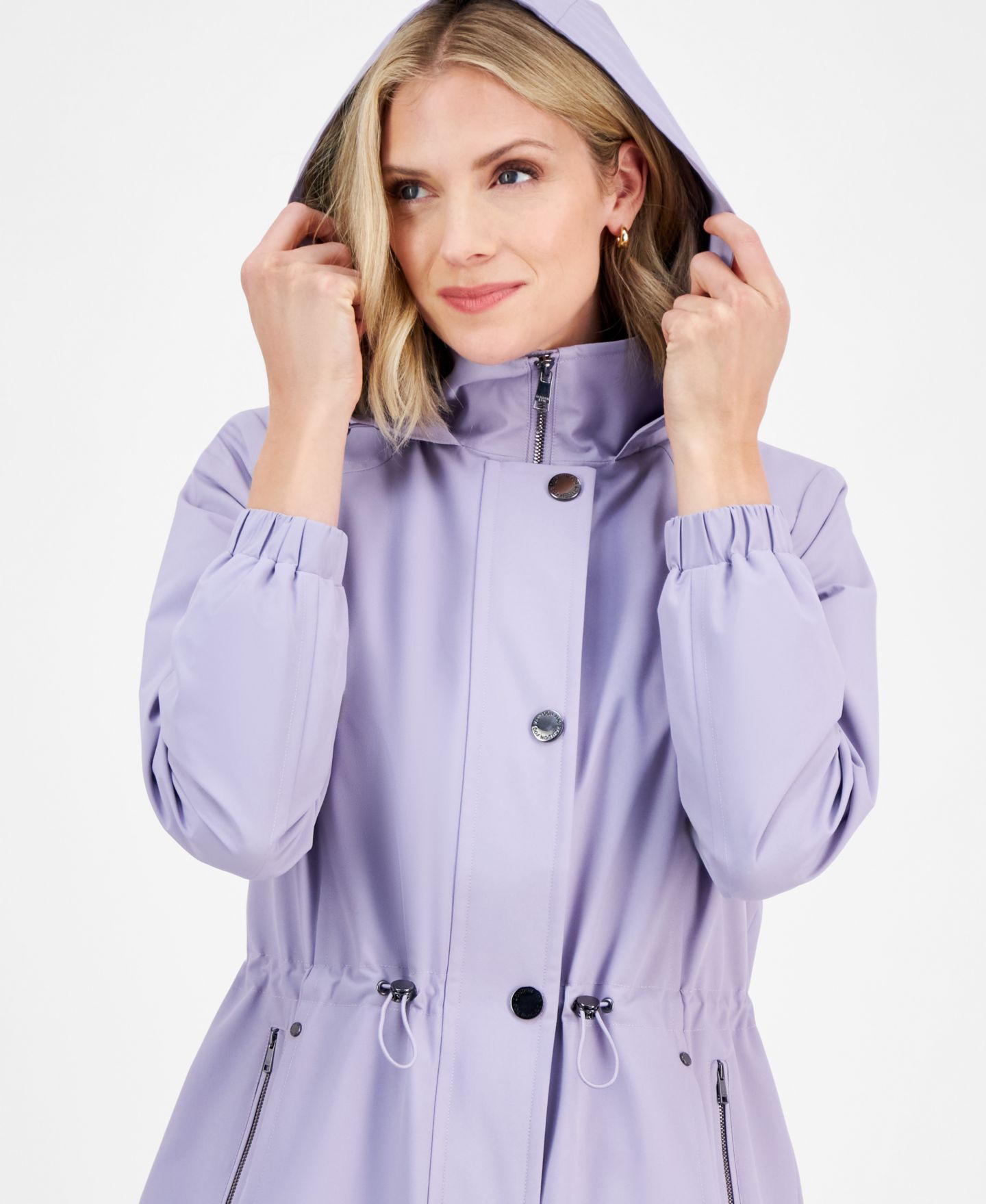 Женское пальто London Fog Water-Resistant Hooded Anorak, цвет: Сиреневый — фото 4