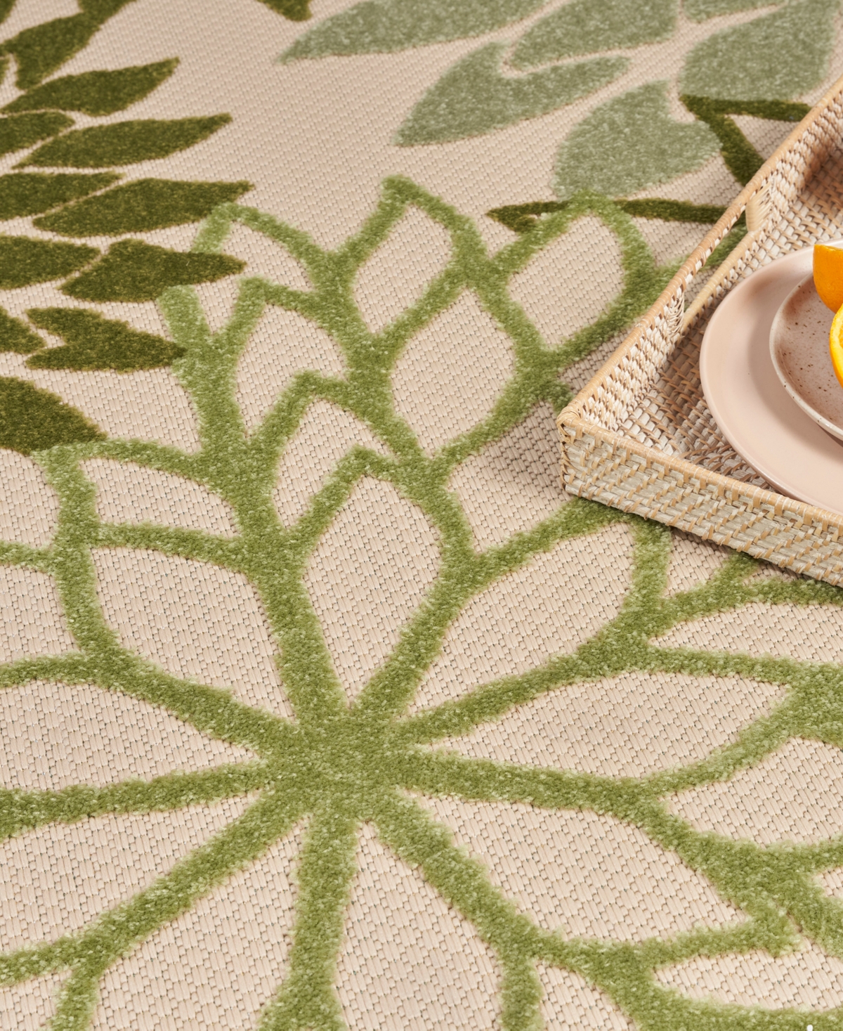 Nourison Home Aloha Alh05 5'3"x7'5" Area Rug In Ivory,moss