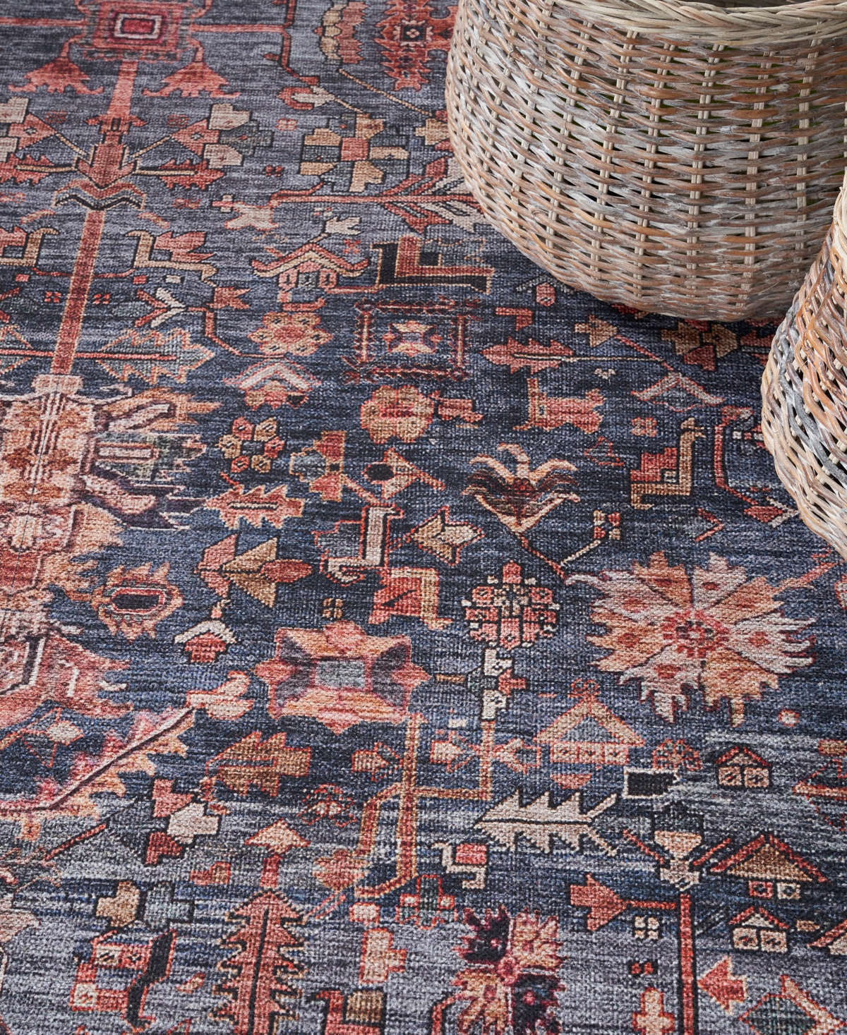 Nourison Home Grand Washables Grw02 7'10"x9'10" Area Rug In Navy,brick