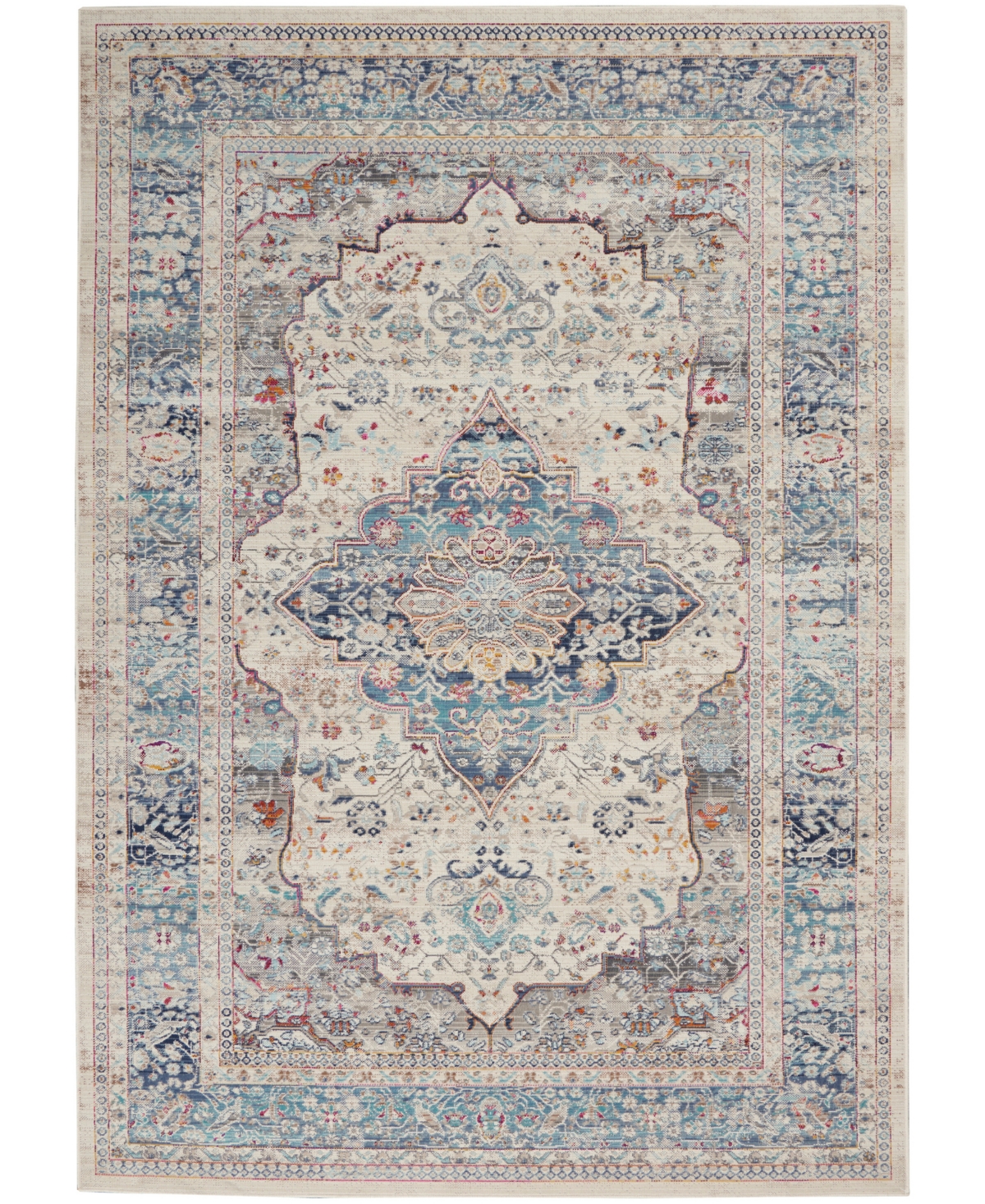 Nourison Home Vintage Kashan Vka07 4'x6' Area Rug In Ivory,blue