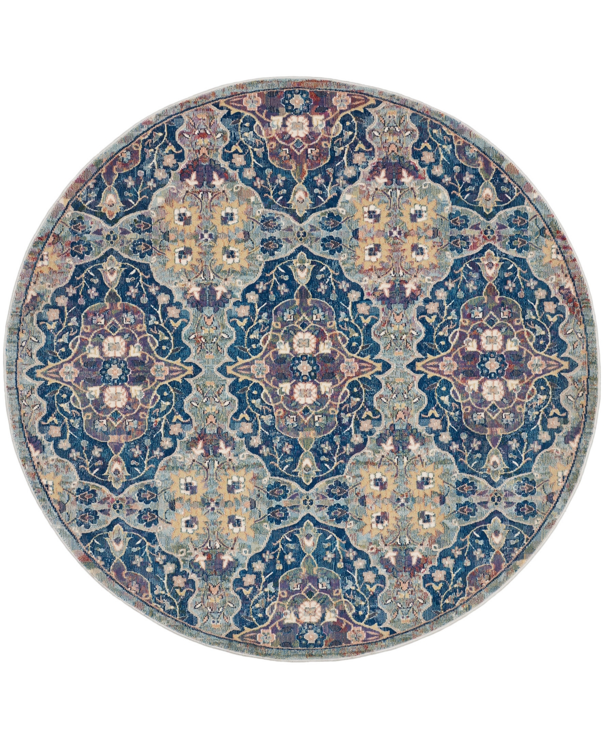 Nourison Home Ankara Global Anr16 6'x6' Round Area Rug In Navy,multi