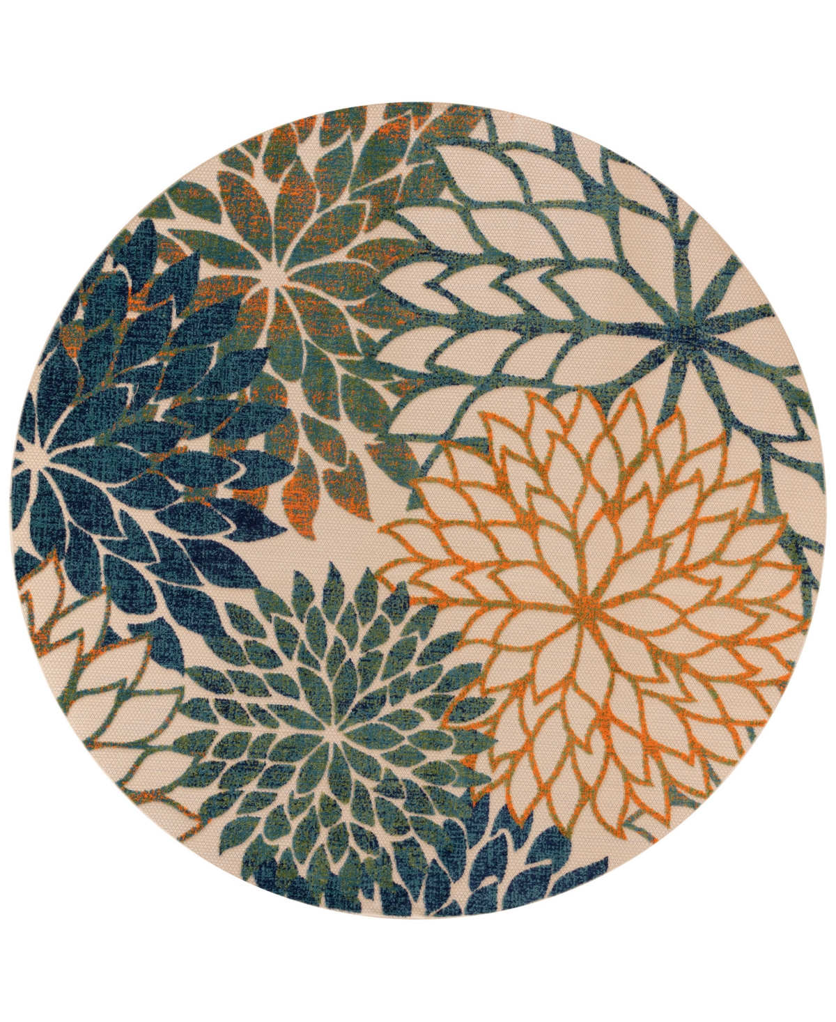 Nourison Home Aloha Alh05 5'3"x5'3" Round Area Rug In Blue,green
