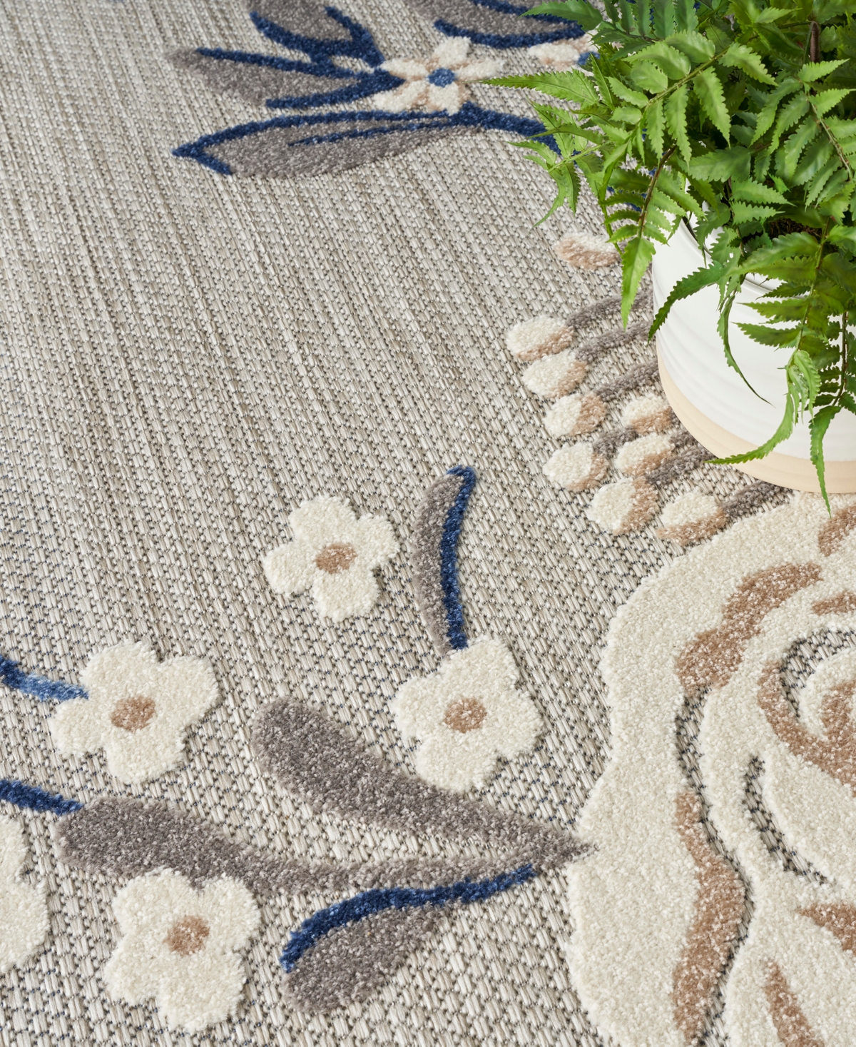 Nourison Home Aloha Alh32 5'3"x7'5" Area Rug In Blue,gray