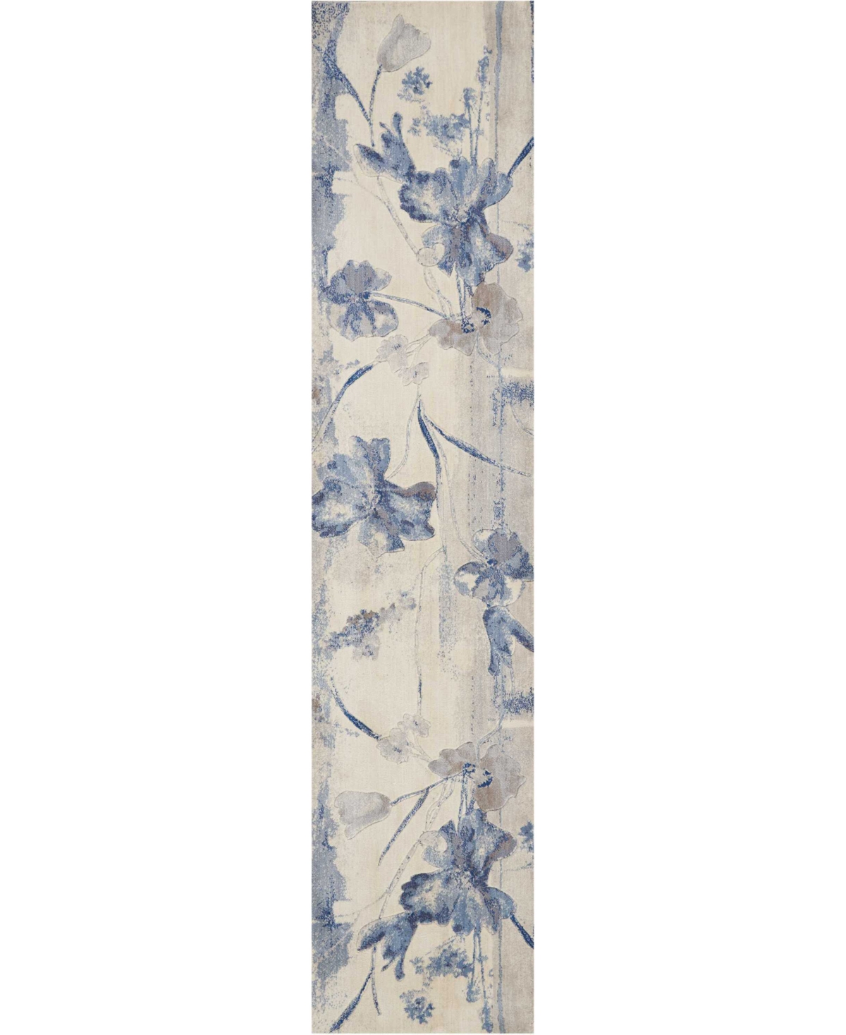 Nourison Home Somerset St18 2'3"x10' Runner Area Rug In Ivory,blue