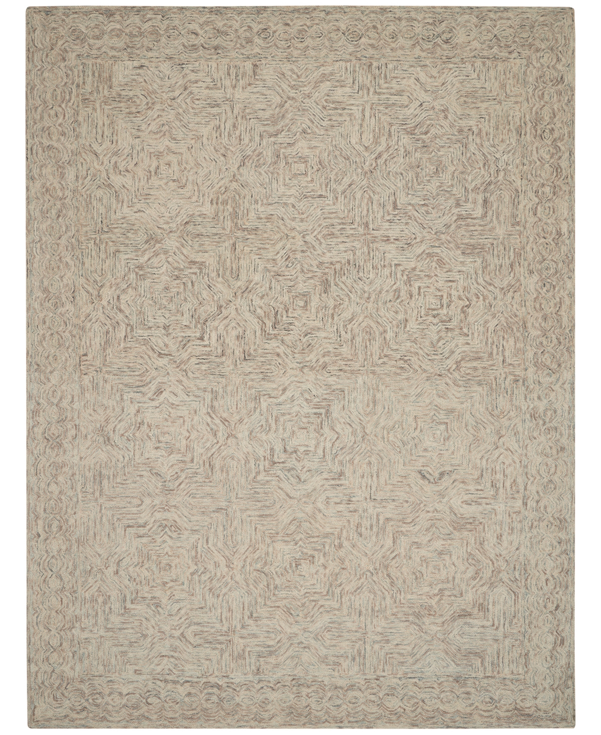Nourison Home Interlock Itl03 8'x10'6" Area Rug In Blue,ivory