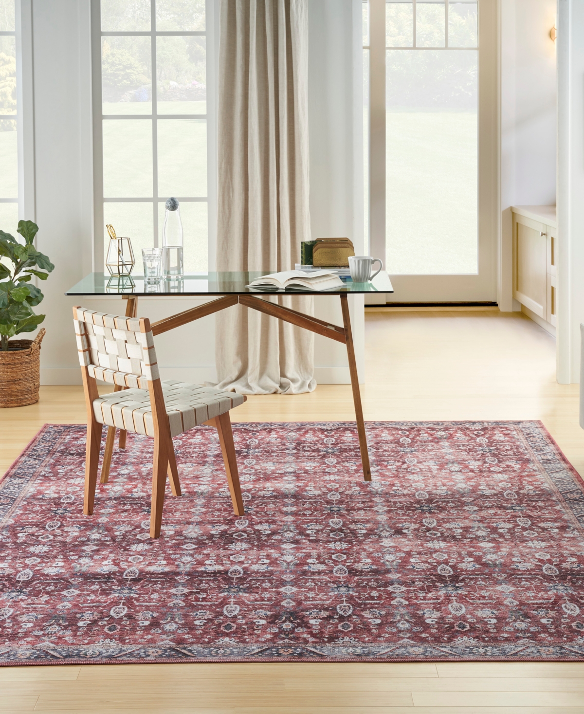Nourison Home Grand Washables Grw06 5'3"x7'3" Area Rug In Red,ivory