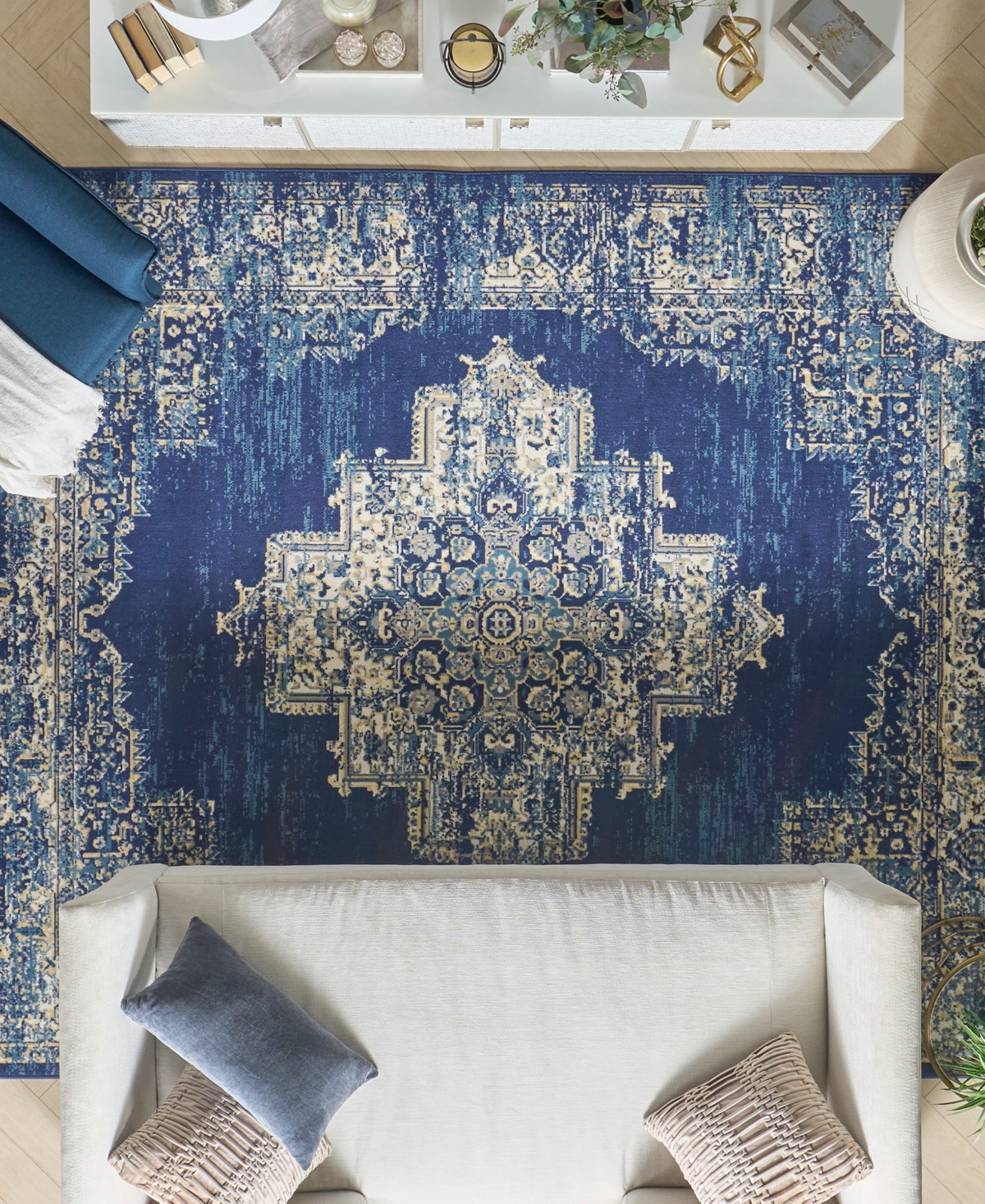 Nourison Home Grafix Grf14 7'x10' Area Rug In Blue