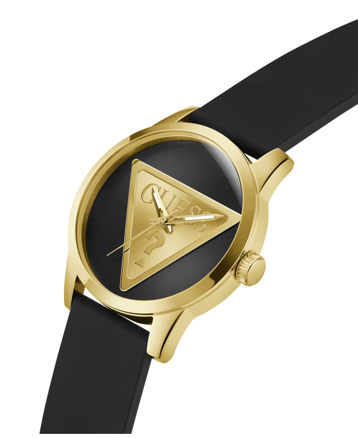 Guess Men's Analog Black Genuine Leather Watch 44mm In Black