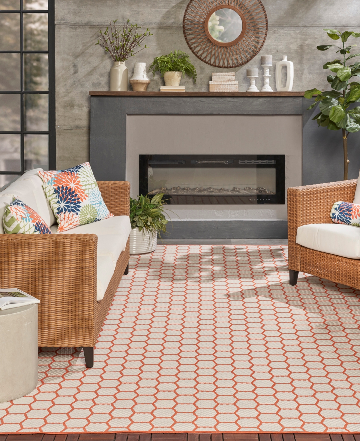 Nourison Home Twist Reversible Tws01 8'x10' Area Rug In Coral