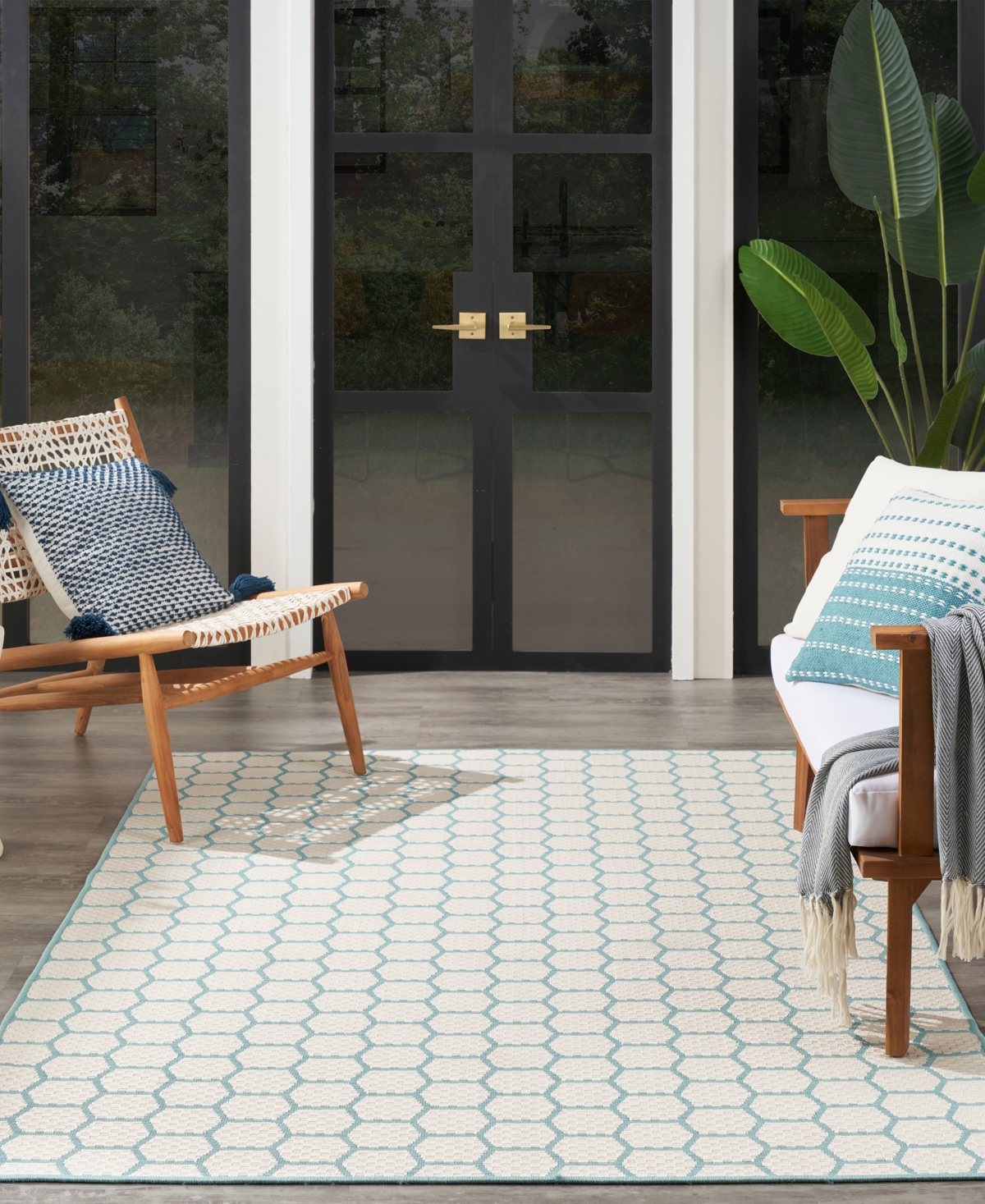 Nourison Home Twist Reversible Tws01 5'x7' Area Rug In Aqua