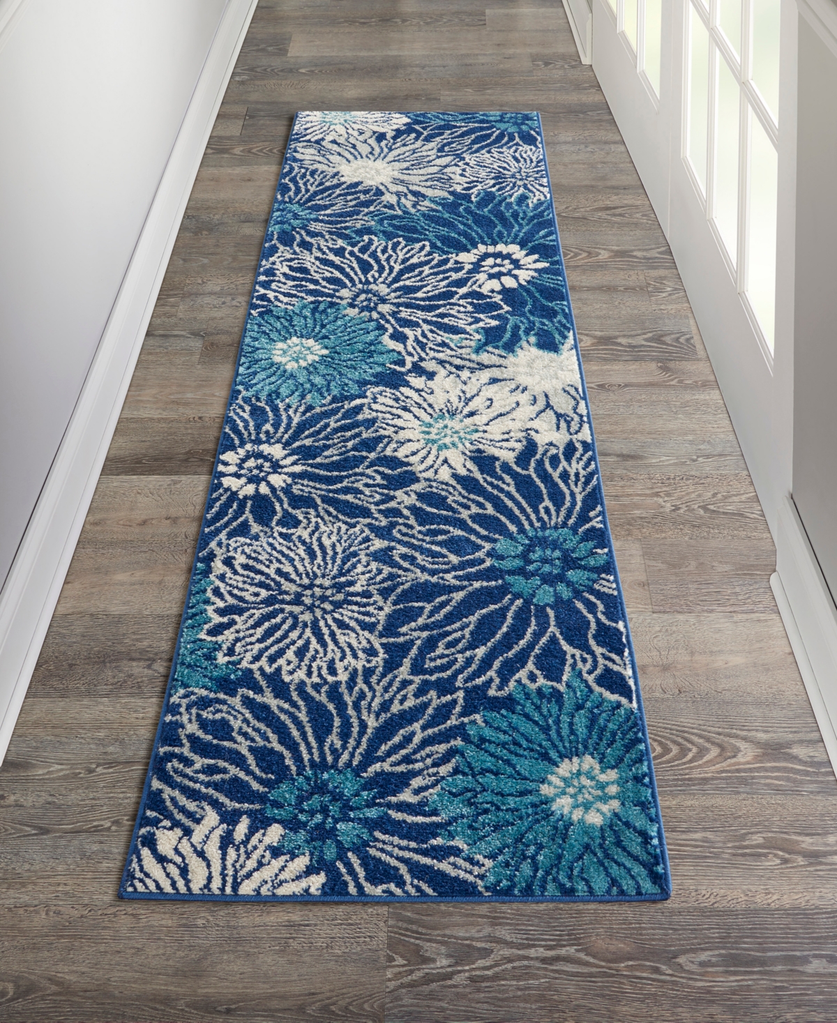 Nourison Home Passion Psn17 2'2"x7'6" Runner Area Rug In Navy,ivory