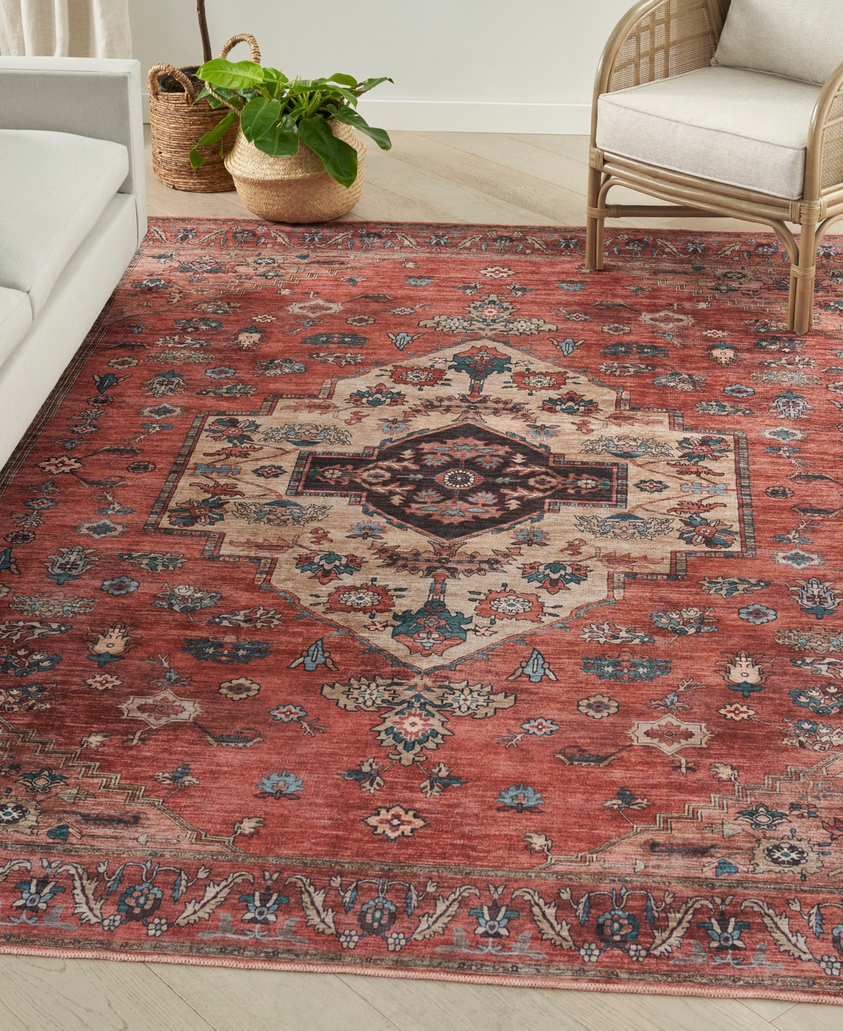 Nourison Home Grand Washables Grw03 7'10"x9'10" Area Rug In Rust,multi