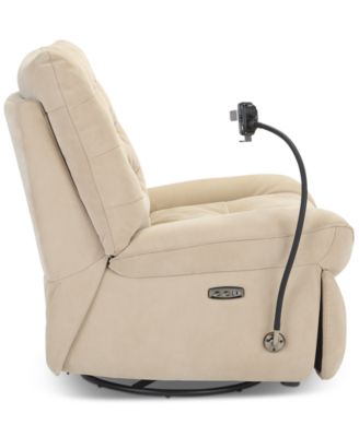 Bovell Fabric Power Swivel Glide Recliner, Created for Macy's