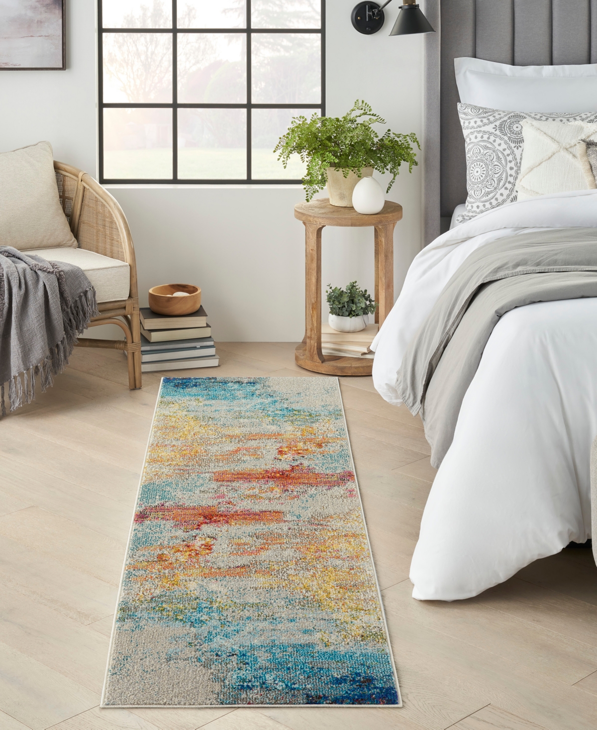 Nourison Home Celestial Ces02 2'2"x7'6" Runner Area Rug In Aquamarine