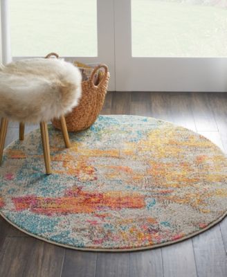 Celestial CES02 4'x4' Round Area Rug
