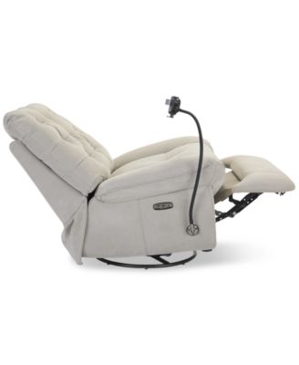 Bovell Fabric Power Swivel Glide Recliner, Created for Macy's