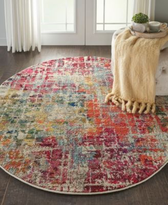 Celestial CES13 5'3"x5'3" Round Area Rug