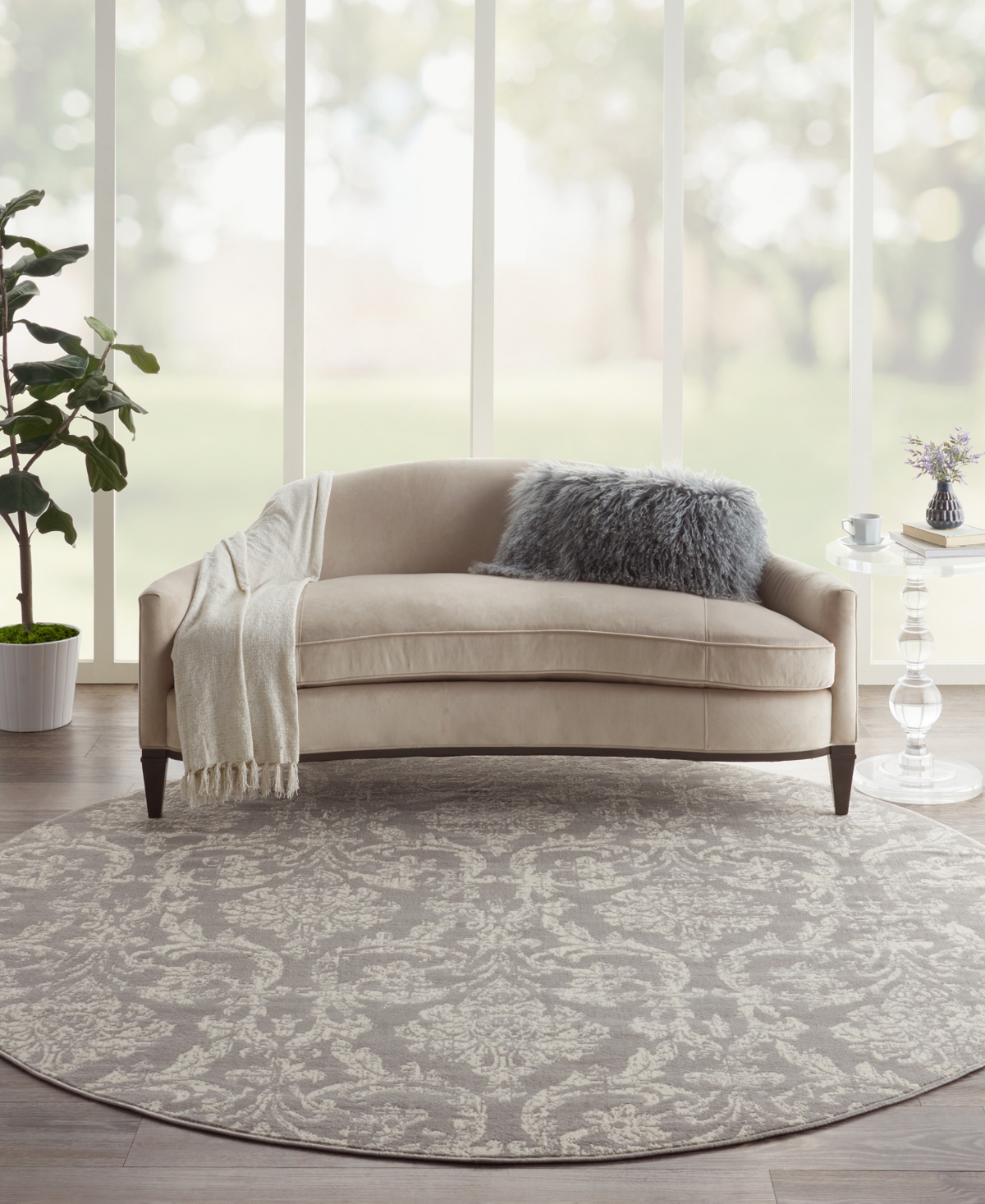 Nourison Home Jubilant Jub09 8'x8' Round Area Rug In Gray