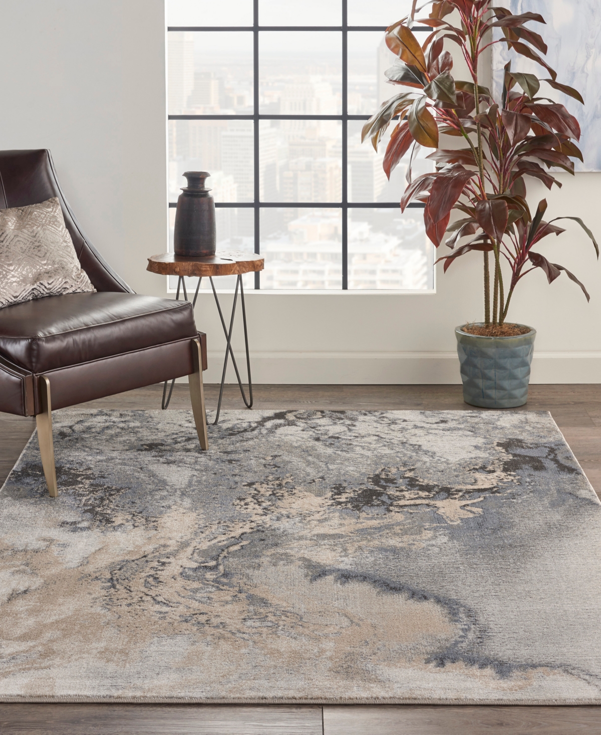 Nourison Home Maxell Mae08 6'x9' Area Rug In Gray