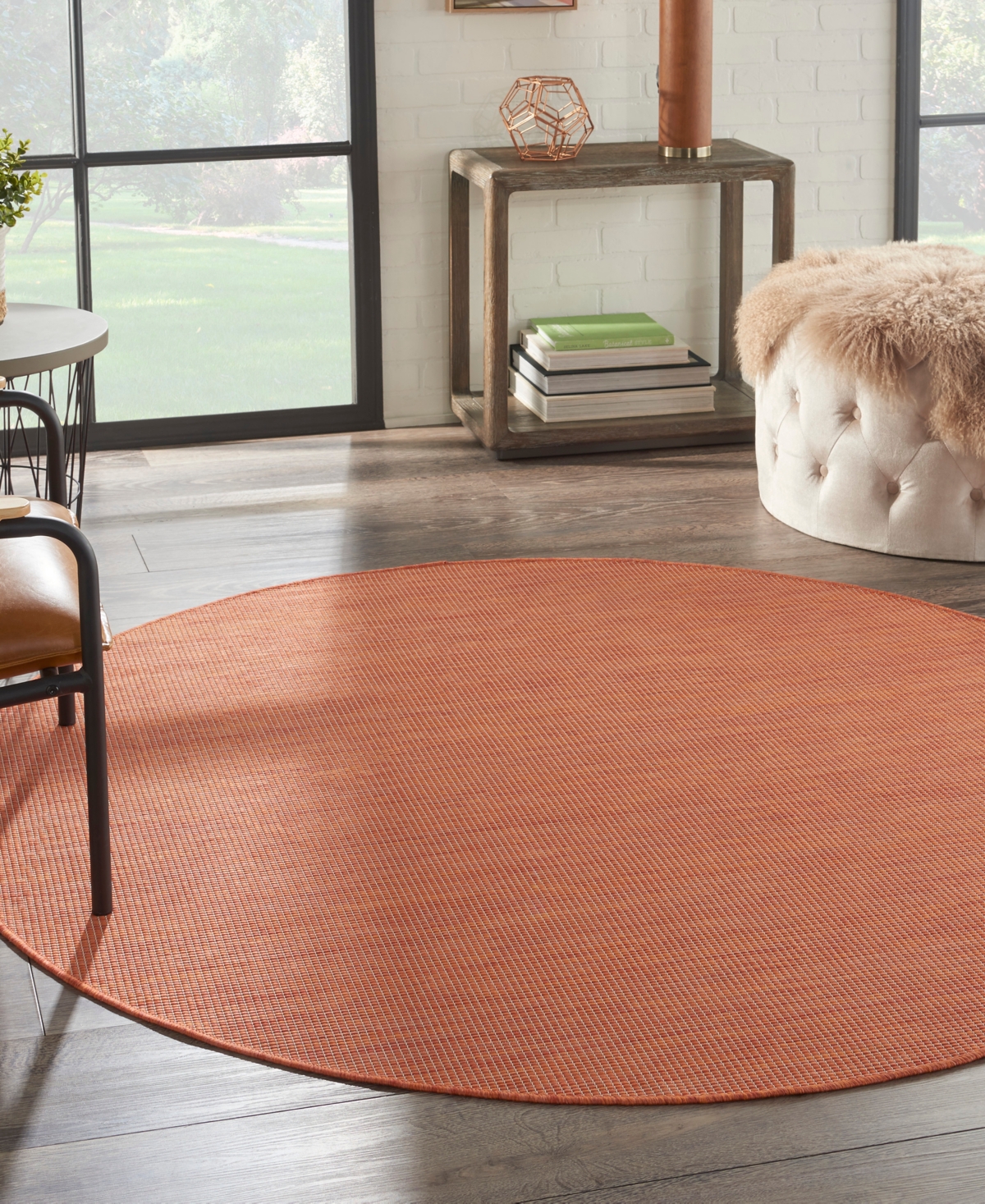 Nourison Home Positano Pos01 6'x6' Round Area Rug In Terracotta