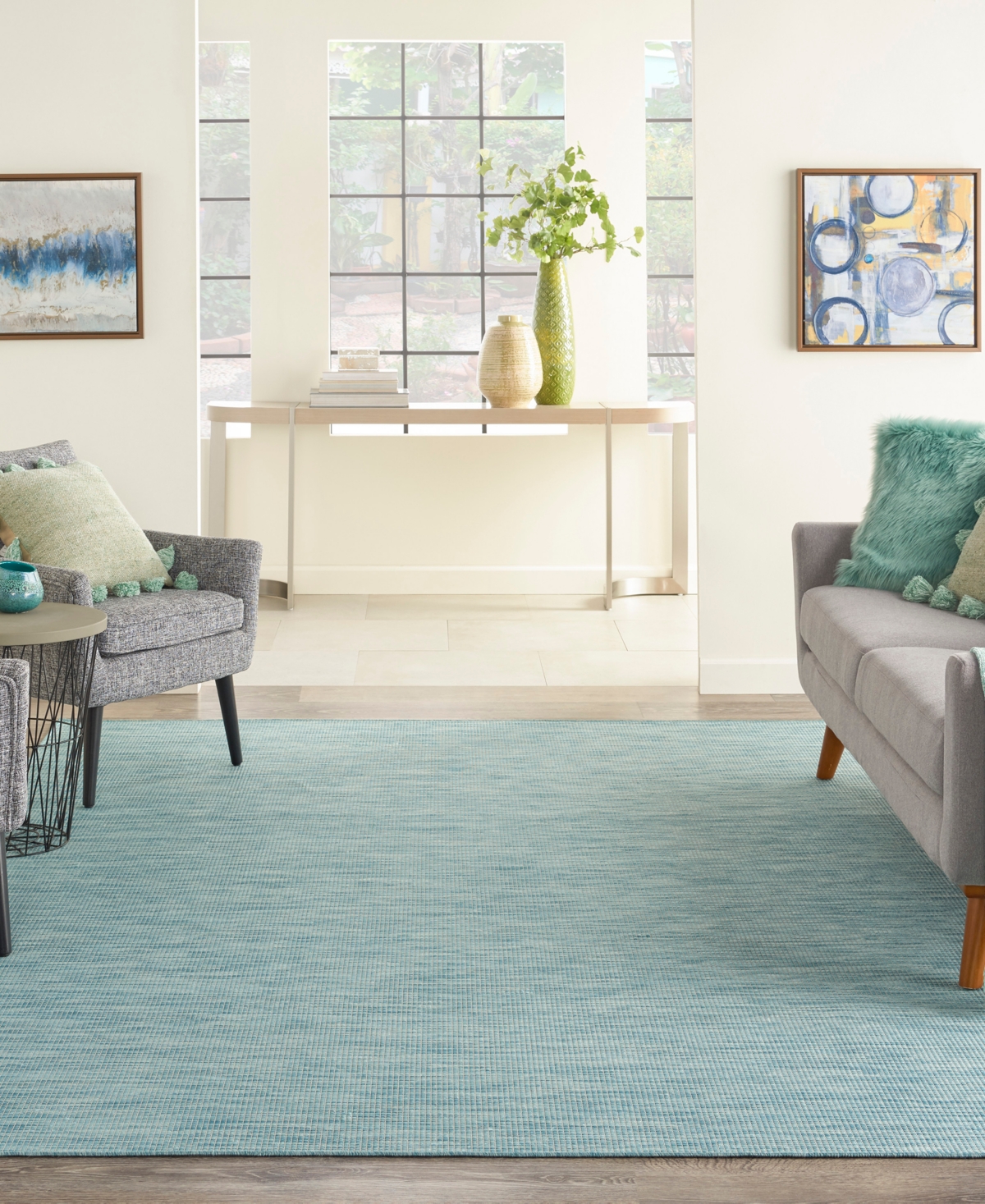 Nourison Home Positano Pos01 8'x10' Area Rug In Aqua