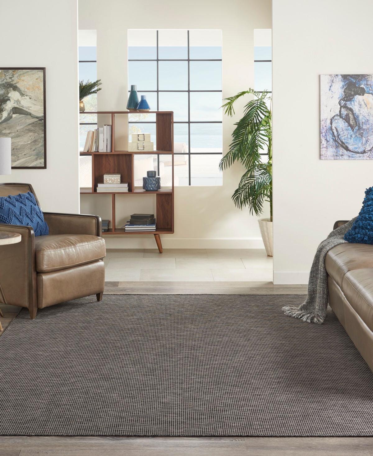 Nourison Home Positano Pos01 6'x9' Area Rug In Charcoal