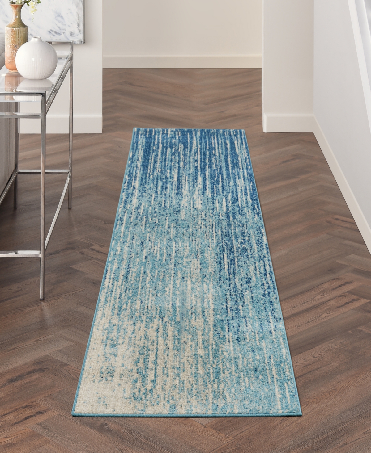 Nourison Home Passion Psn09 2'2"x10' Runner Area Rug In Navy,mist