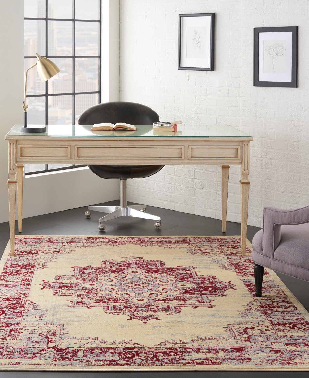 Nourison Home Grafix Grf14 6'x9' Area Rug In Cream,red