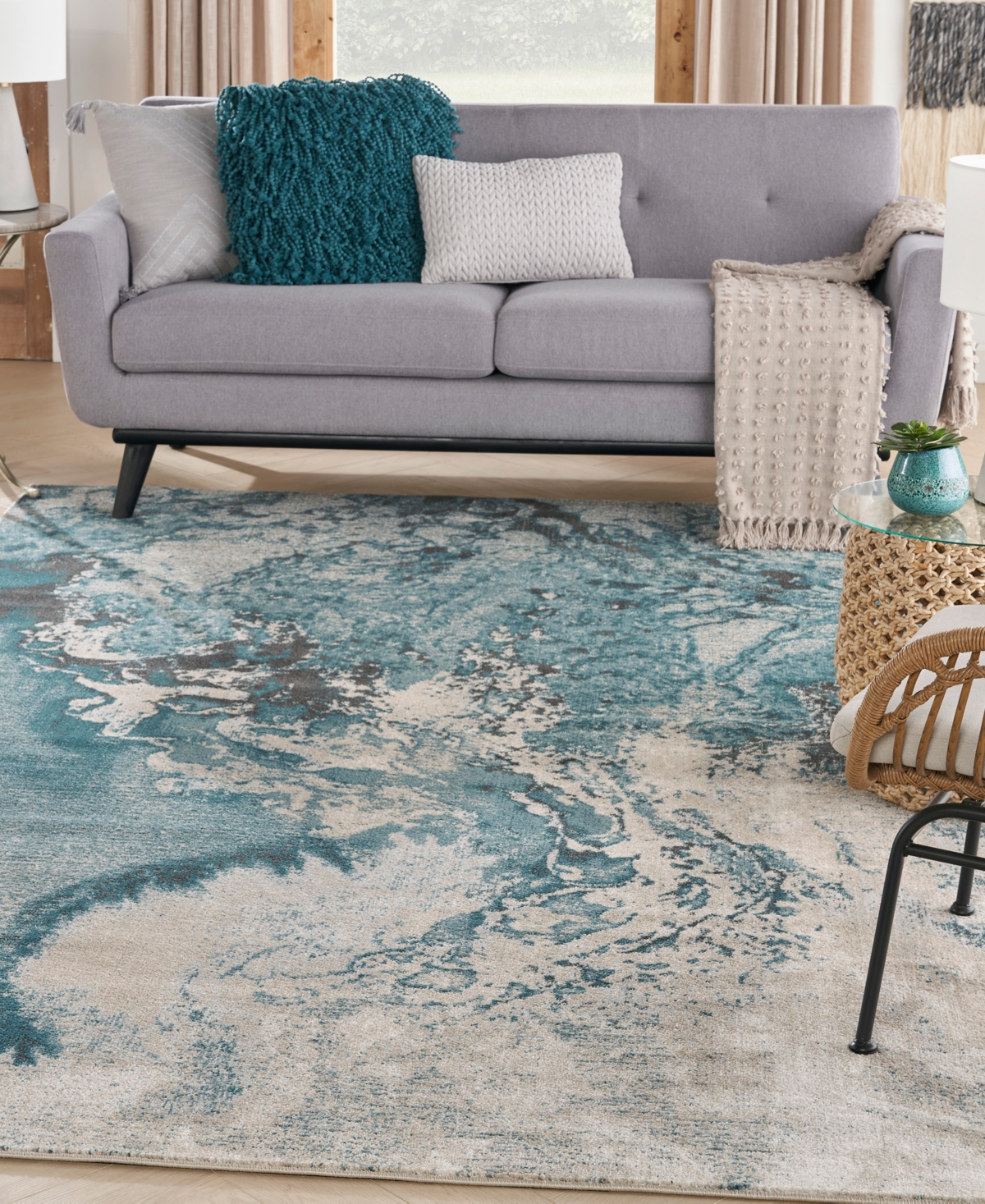 Nourison Home Maxell Mae08 6'x9' Area Rug In Ivory,teal