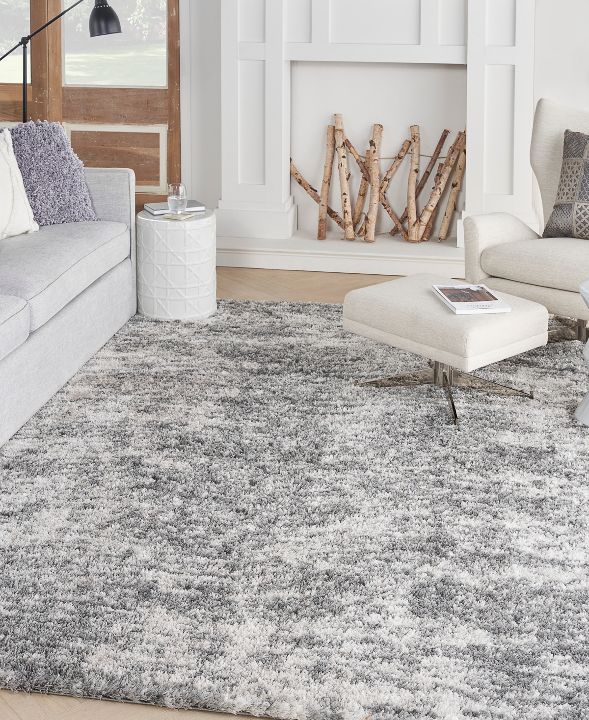Nourison Home Dreamy Shag Drs04 7'10"x9'10" Area Rug In Charcoal