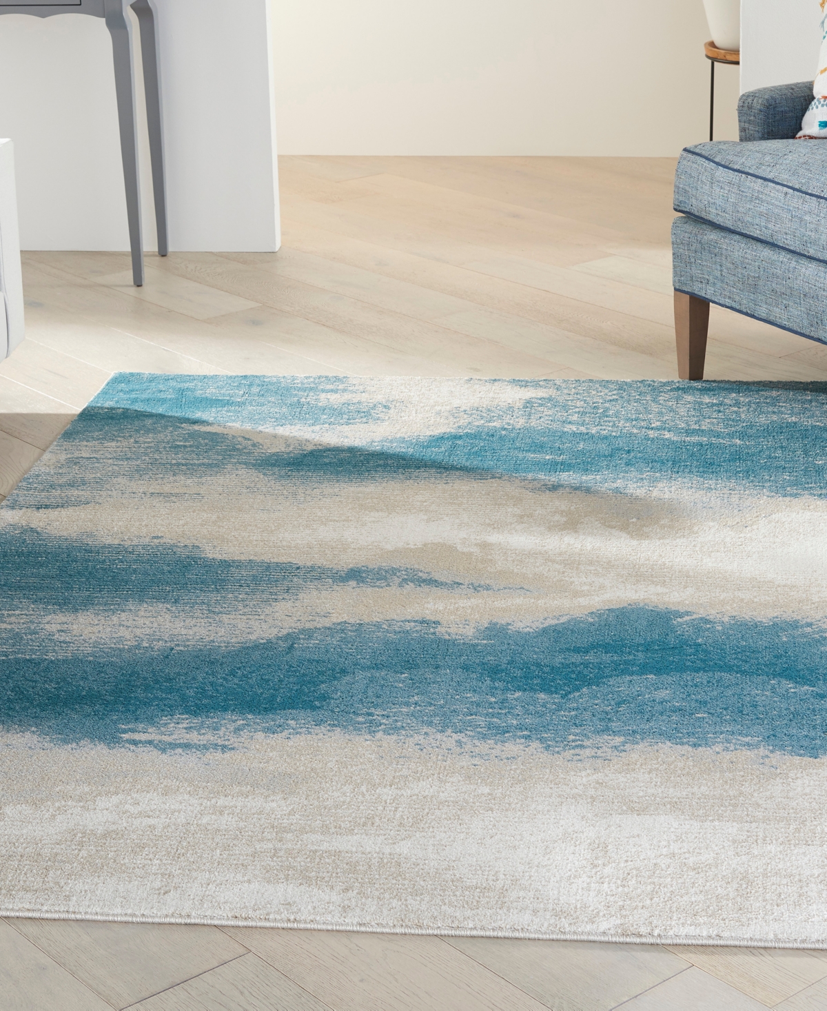 Nourison Home Maxell Mae06 5'3"x7'3" Area Rug In Ivory,teal
