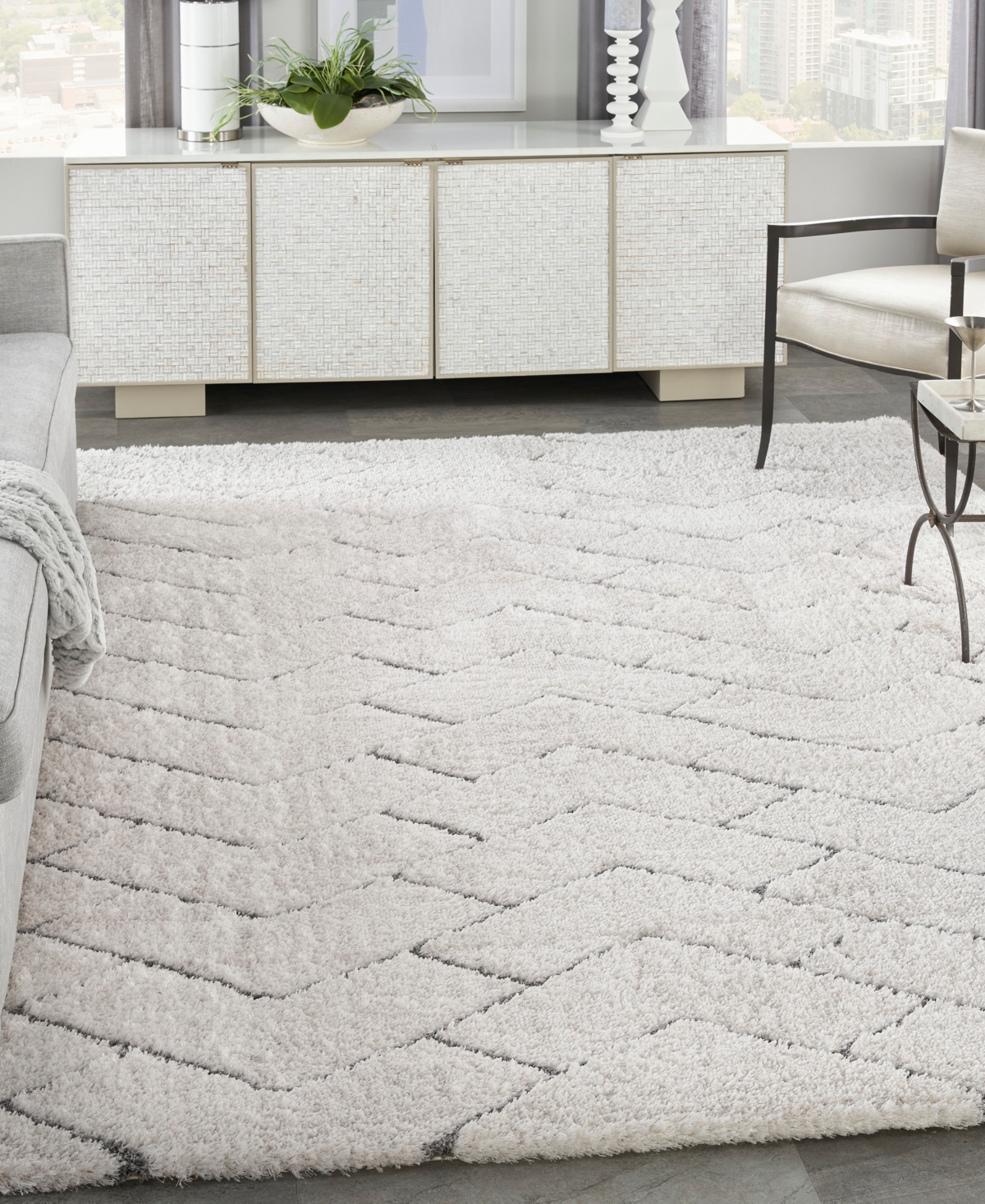 Nourison Home Dreamy Shag Drs03 7'10"x9'10" Area Rug In Ivory,gray