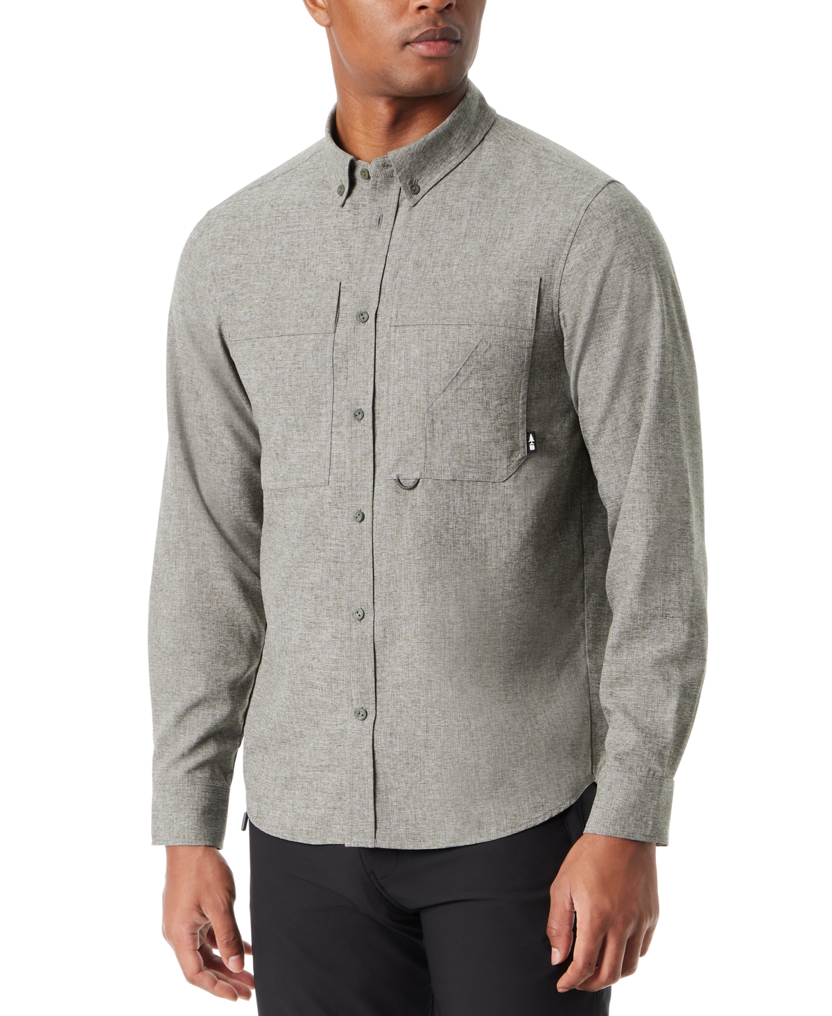 Men's Classic Fit Heathered Button-Down Flannel Shirt - Kelp