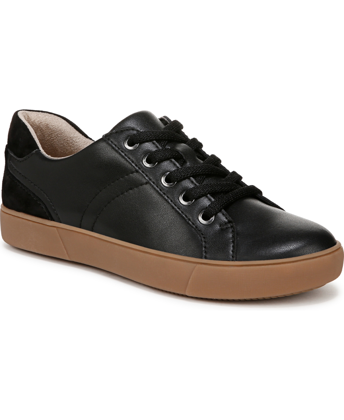 Naturalizer Wide Width Morrison Sneaker In Black Leather,gum Sole