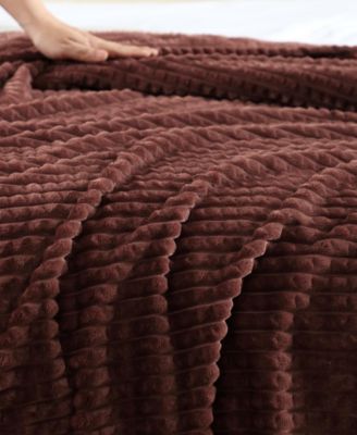 Solid Textured Jacquard Plush Throw, 60" X 50"