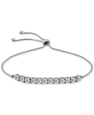 Cubic Zirconia Curved Bar Bolo Bracelet