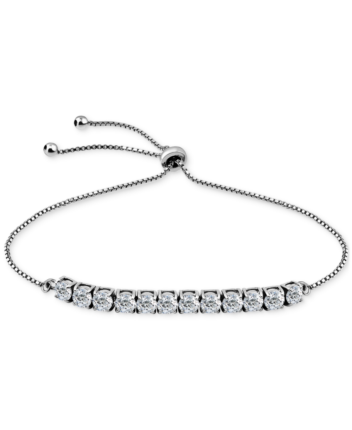 Giani Bernini Cubic Zirconia Curved Bar Bolo Bracelet, Created For Macy's In Sterling Silver