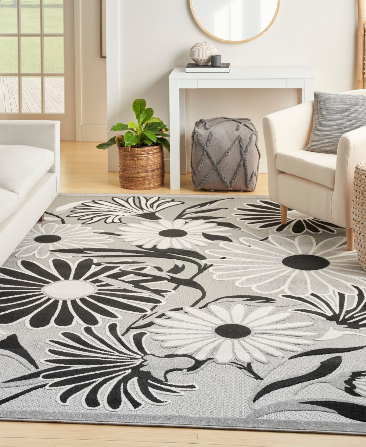 Nourison Home Aloha Alh33 7'10"x10'6" Area Rug In Black