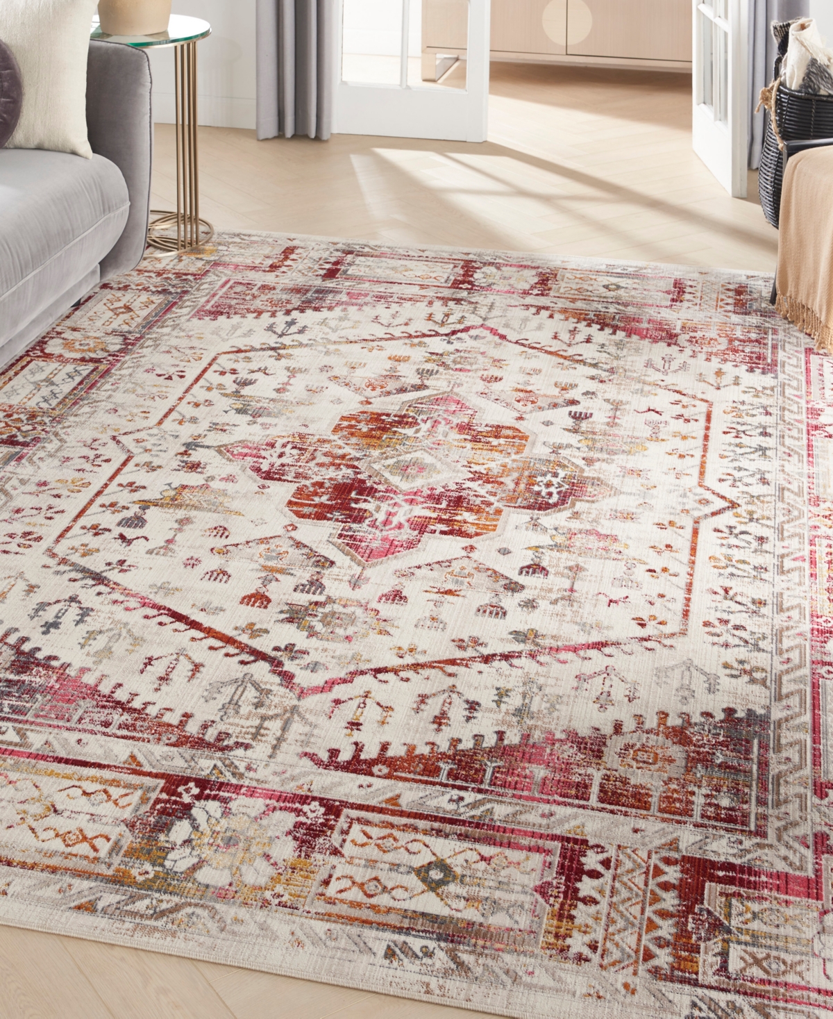 Nourison Home Vintage Kashan Vka08 7'10"x9'10" Area Rug In Ivory,red