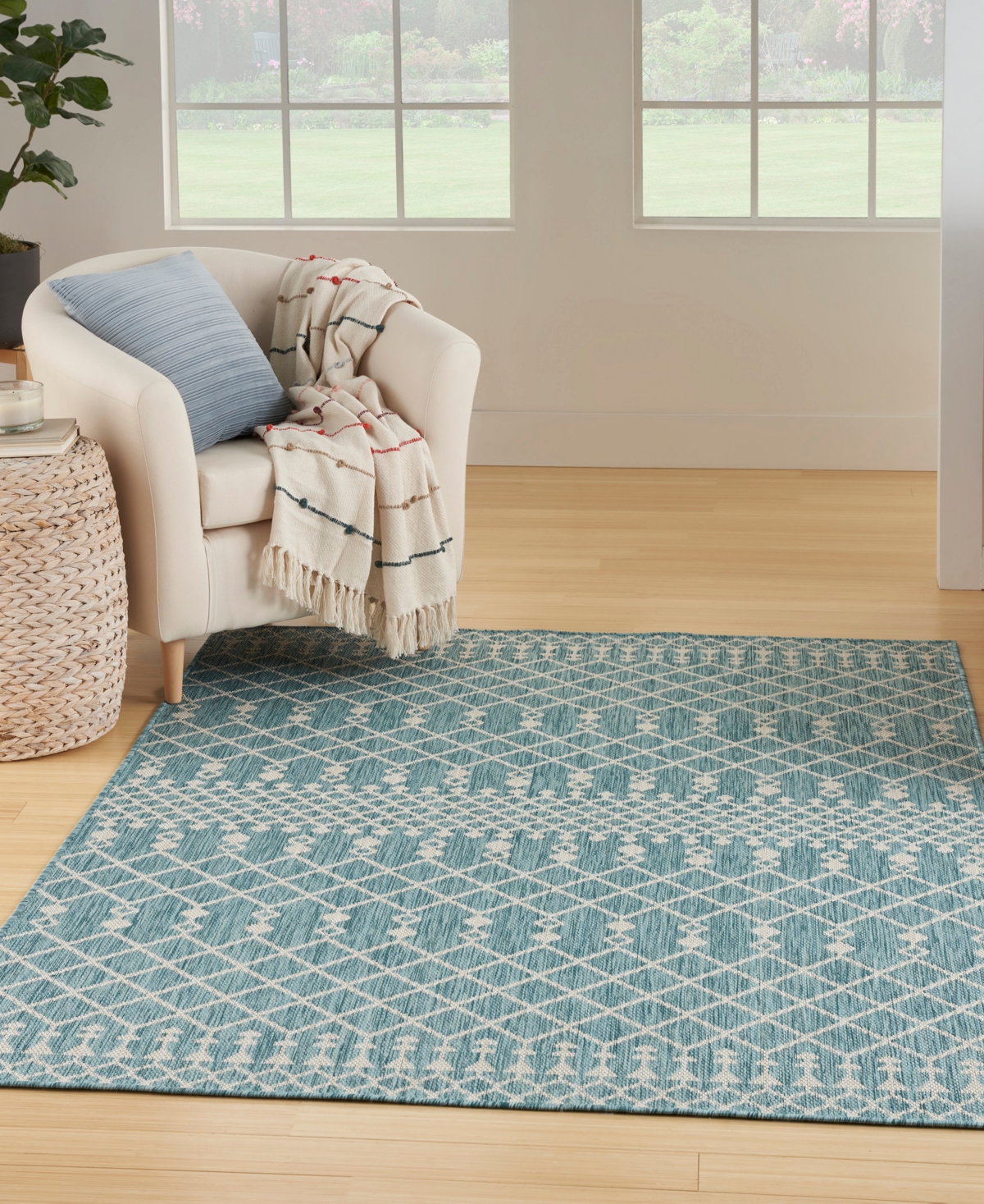 Nourison Home Positano Pos02 6'x9' Area Rug In Aqua
