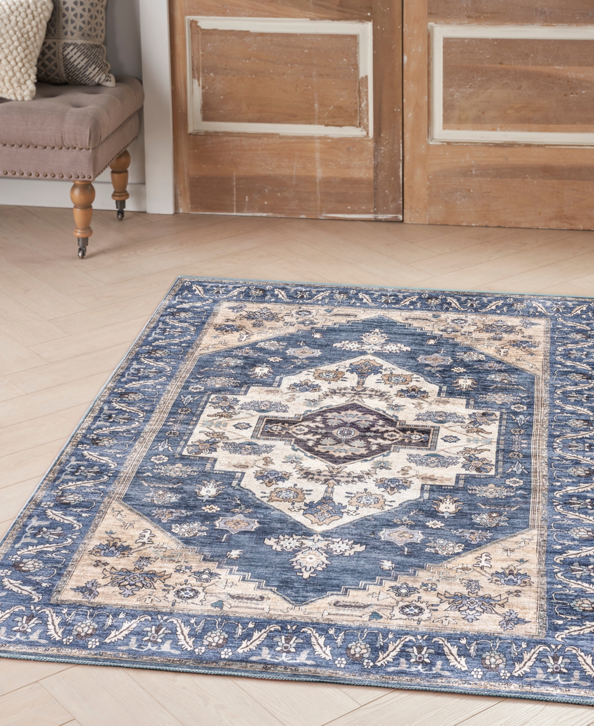 Nourison Home Grand Washables Grw03 4'x6' Area Rug In Denim